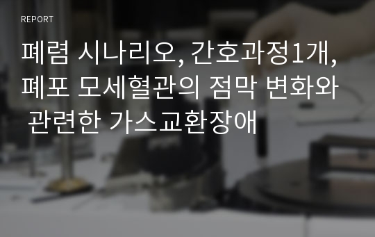 폐렴 시나리오, 간호과정1개,폐포 모세혈관의 점막 변화와 관련한 가스교환장애