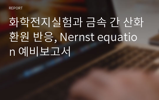 화학전지실험과 금속 간 산화환원 반응, Nernst equation 예비보고서