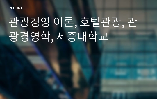 관광경영 이론, 호텔관광, 관광경영학, 세종대학교