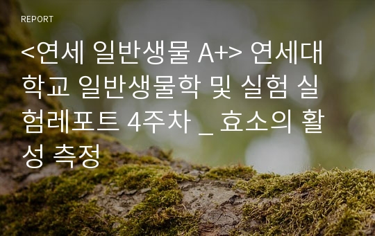 &lt;연세 일반생물 A+&gt; 연세대학교 일반생물학 및 실험 실험레포트 4주차 _ 효소의 활성 측정