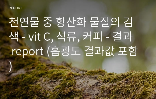 천연물 중 항산화 물질의 검색 - vit C, 석류, 커피 - 결과 report (흡광도 결과값 포함)