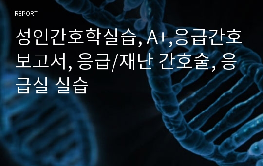 성인간호학실습, A+,응급간호보고서, 응급/재난 간호술, 응급실 실습