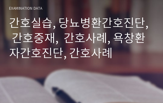 간호실습, 당뇨병환간호진단, 간호중재,  간호사례, 욕창환자간호진단, 간호사례