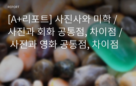 [A+리포트] 사진사와 미학 / 사진과 회화 공통점, 차이점 / 사진과 영화 공통점, 차이점