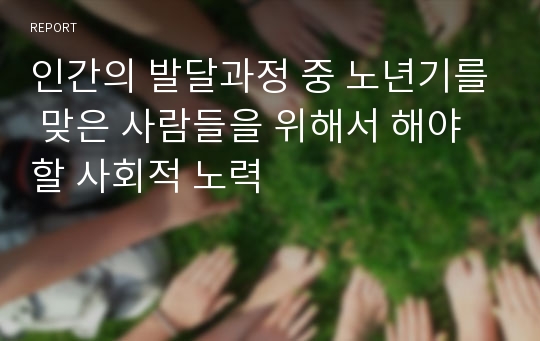 인간의 발달과정 중 노년기를 맞은 사람들을 위해서 해야 할 사회적 노력