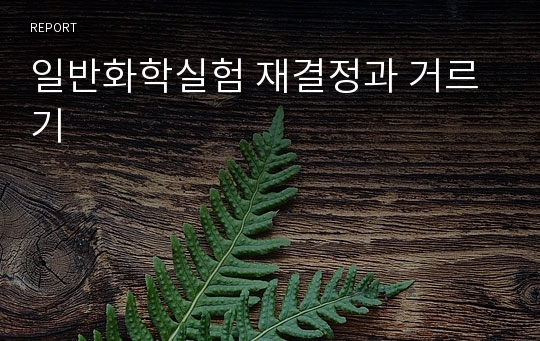 일반화학실험 재결정과 거르기