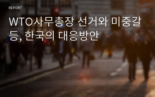 WTO사무총장 선거와 미중갈등, 한국의 대응방안