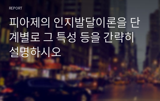 피아제의 인지발달이론을 단계별로 그 특성 등을 간략히 설명하시오