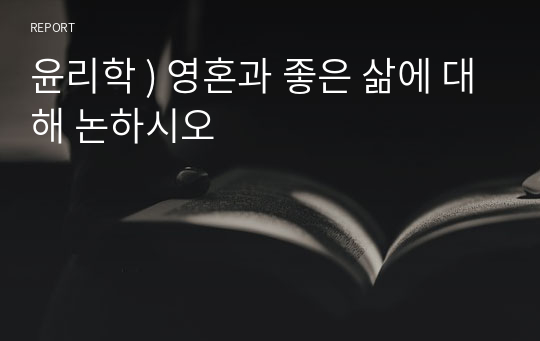 윤리학 ) 영혼과 좋은 삶에 대해 논하시오