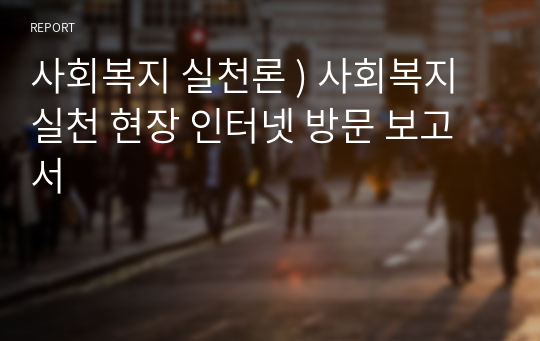 사회복지 실천론 ) 사회복지실천 현장 인터넷 방문 보고서