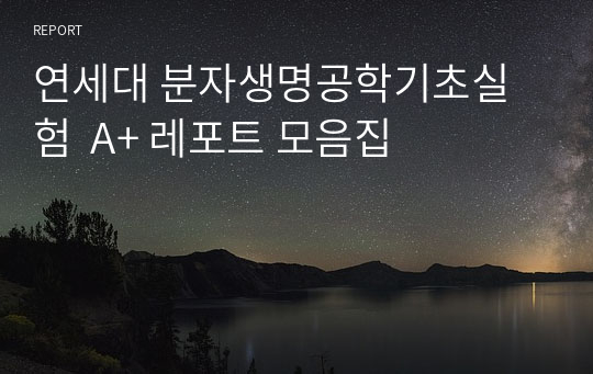 연세대 분자생명공학기초실험  A+ 레포트 모음집