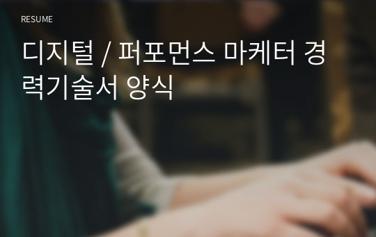 디지털 / 퍼포먼스 마케터 경력기술서 양식