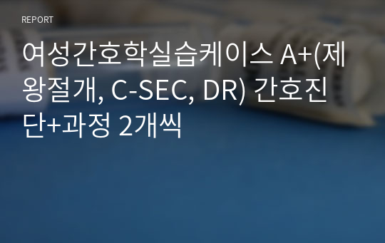 여성간호학실습케이스 A+(제왕절개, C-SEC, DR) 간호진단+과정 2개씩