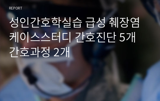 성인간호학실습 급성 췌장염 케이스스터디 간호진단 5개 간호과정 2개