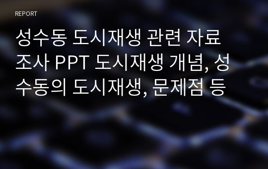 성수동 도시재생 관련 자료 조사 PPT 도시재생 개념, 성수동의 도시재생, 문제점 등