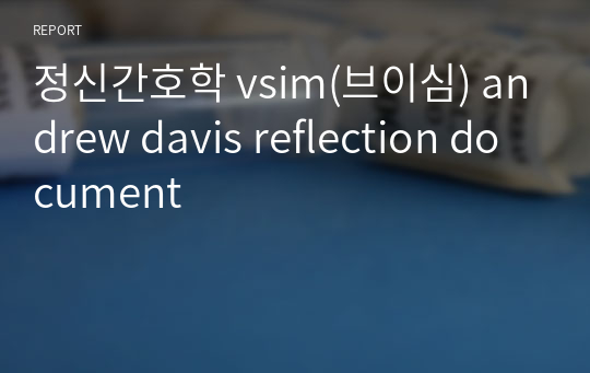 정신간호학 vsim(브이심) andrew davis reflection document