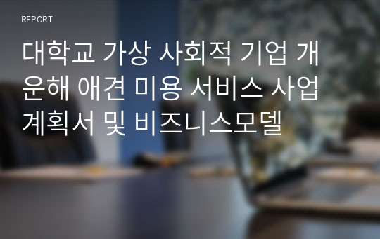 대학교 가상 사회적 기업 개운해 애견 미용 서비스 사업계획서 및 비즈니스모델