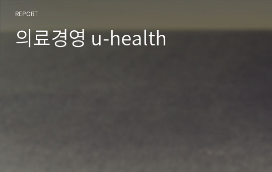 의료경영 u-health