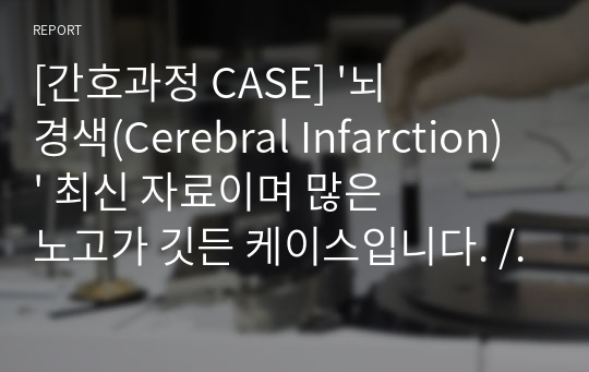 [간호과정 CASE] &#039;뇌경색(Cerebral Infarction)&#039; 최신 자료이며 많은 노고가 깃든 케이스입니다. / 케이스 스터디 / 간호진단 2개 간호수행 각각 12, 13개씩 빵빵함