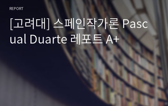 [고려대] 스페인작가론 Pascual Duarte 레포트 A+