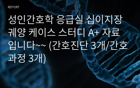 성인간호학 응급실 십이지장궤양 케이스 스터디 A+ 자료 입니다~~ (간호진단 3개/간호과정 3개)