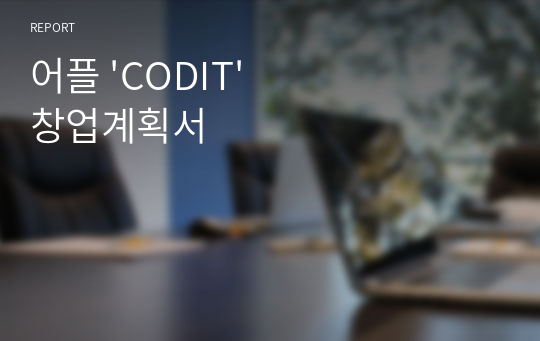 어플 &#039;CODIT&#039; 창업계획서