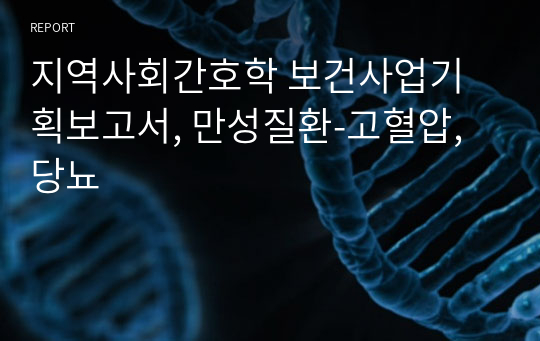 지역사회간호학 보건사업기획보고서, 만성질환-고혈압, 당뇨