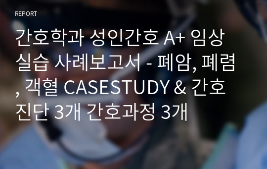 간호학과 성인간호 A+ 임상실습 사례보고서 - 폐암, 폐렴, 객혈 CASESTUDY &amp; 간호진단 3개 간호과정 3개