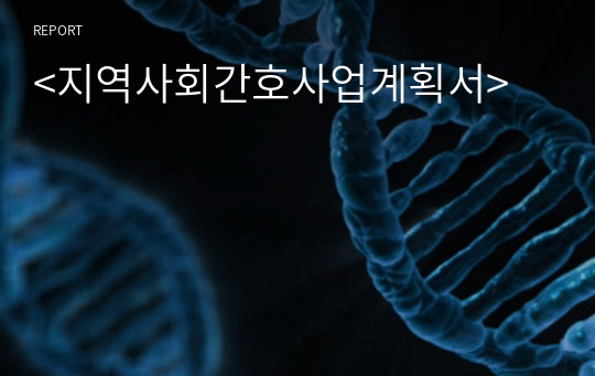 &lt;지역사회간호사업계획서&gt;