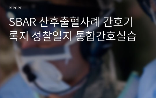 [A+] SBAR 산후출혈사례 간호기록지 성찰일지 통합간호실습