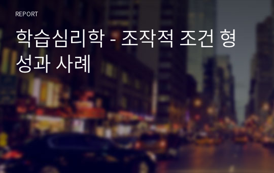 학습심리학 - 조작적 조건 형성과 사례