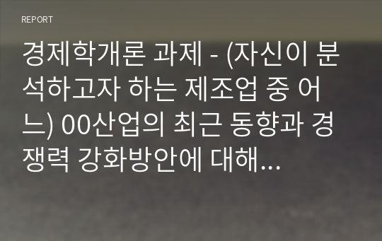 경제학개론 과제 - (자신이 분석하고자 하는 제조업 중 어느) 00산업의 최근 동향과 경쟁력 강화방안에 대해 논하시오.