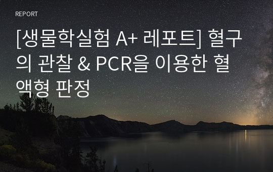 [생물학실험 A+ 레포트] 혈구의 관찰 &amp; PCR을 이용한 혈액형 판정