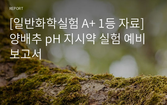 [일반화학실험 A+ 1등 자료] 양배추 pH 지시약 실험 예비 보고서