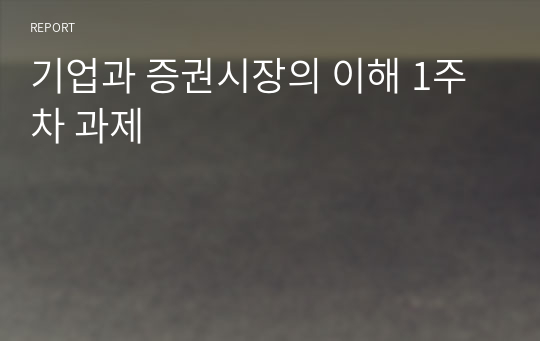 기업과 증권시장의 이해 1주차 과제