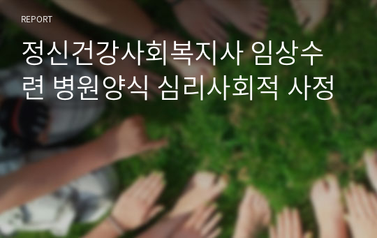 정신건강사회복지 임상수련 병원양식의 심리사회적 사정