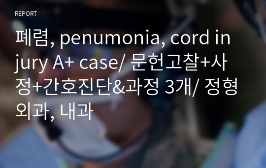 척수손상, cord injury A+ case/ 문헌고찰+사정+간호진단&amp;과정 3개/ 정형외과, 내과