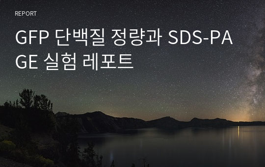 GFP 단백질 정량과 SDS-PAGE 실험 레포트