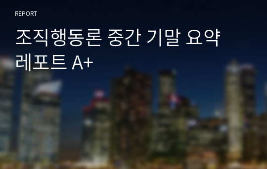 조직행동론 중간 기말 요약 레포트 A+