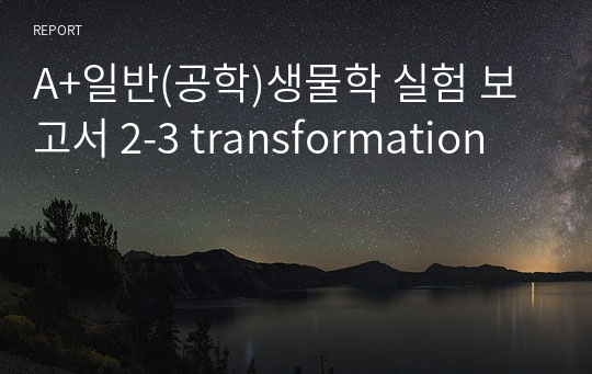 A+일반(공학)생물학 실험 보고서 2-3 transformation