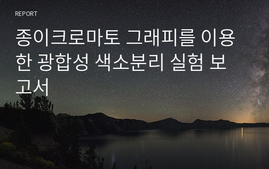 종이크로마토 그래피를 이용한 광합성 색소분리 실험 보고서