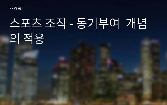 스포츠 조직 - 동기부여  개념의 적용