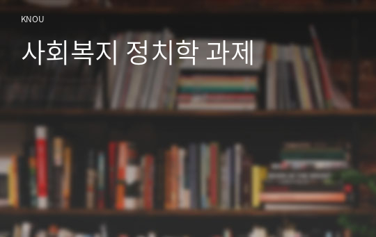 사회복지 정치학 과제