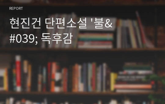 현진건 단편소설 &#039;불&#039; 독후감