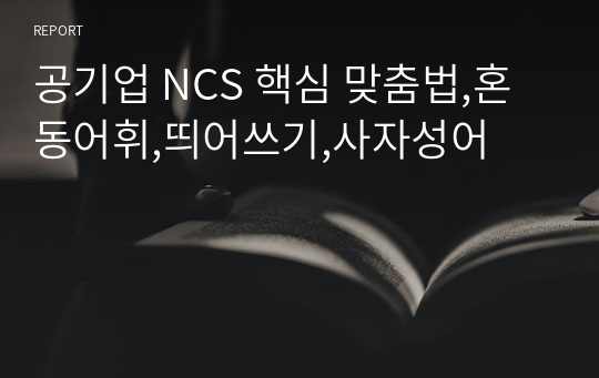 공기업 NCS 핵심 맞춤법,혼동어휘,띄어쓰기,사자성어