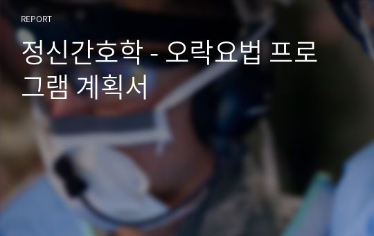 정신간호학 - 오락요법 프로그램 계획서