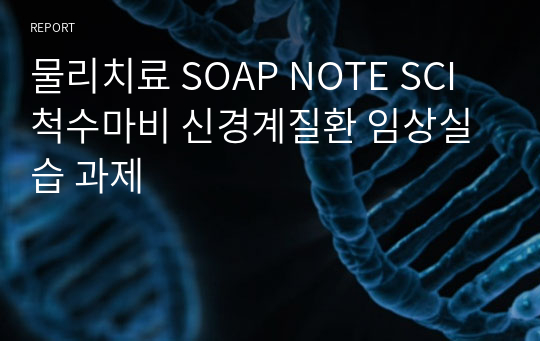 물리치료 SOAP NOTE SCI 척수마비 신경계질환 임상실습 과제