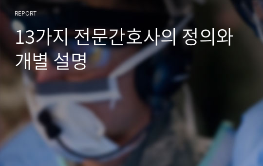 13가지 전문간호사의 정의와 개별 설명