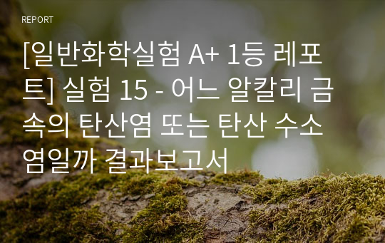 [일반화학실험 A+ 1등 레포트] 실험 15 - 어느 알칼리 금속의 탄산염 또는 탄산 수소염일까 결과보고서