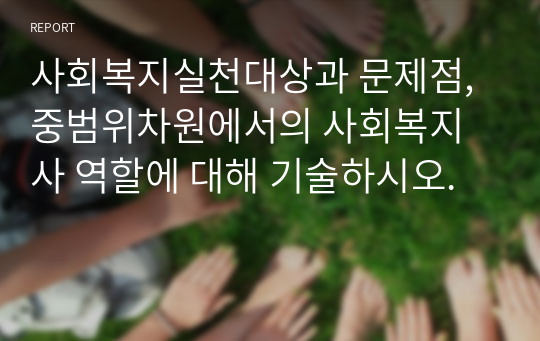 사회복지실천대상과 문제점, 중범위차원에서의 사회복지사 역할에 대해 기술하시오.